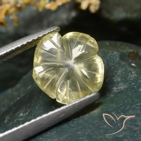 Cuarzo Amarillo medio natural de 3.54 ct, Corte Flor, Transparente