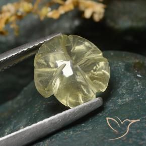 Cuarzo Amarillo medio natural de 3.54 ct, Corte Flor, Transparente