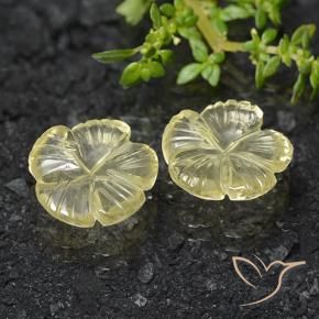 Gemas de Cuarzo Amarillo crema pálido natural de 6.83 ct, Corte Flor, Transparente