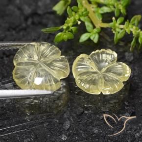 Gemas de Cuarzo Amarillo crema pálido natural de 6.83 ct, Corte Flor, Transparente