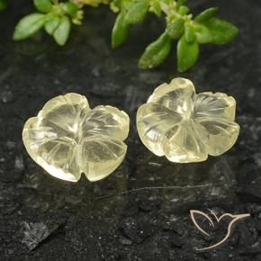 Gemas de Cuarzo Amarillo medio natural de 2.32 ct, Corte Flor, Transparente