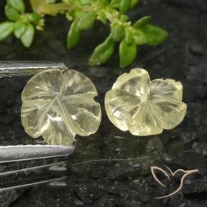 Gemas de Cuarzo Amarillo medio natural de 2.32 ct, Corte Flor, Transparente