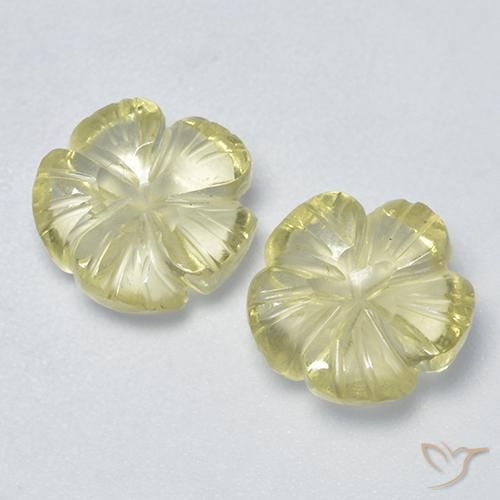 4.36ctw Natural Amarillo pálido Cuarzo, Corte Flor, Transparente