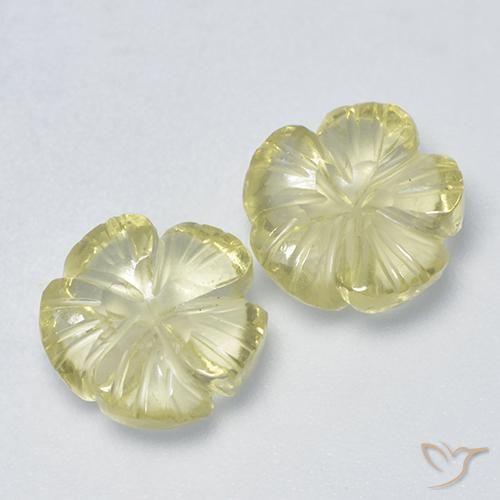 Gemas de Cuarzo Amarillo pálido natural de 4.36 ct, Corte Flor, Transparente