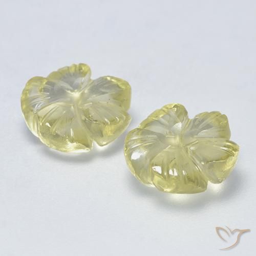 Gemas de Cuarzo Amarillo pálido natural de 4.36 ct, Corte Flor, Transparente