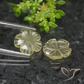 Gemas de Cuarzo Amarillo crema pálido natural de 3.50 ct, Corte Flor, Transparente