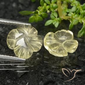 Gemas de Cuarzo Amarillo verdoso natural de 4.68 ct, Corte Flor, Transparente