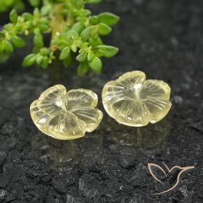 Gemas de Cuarzo Amarillo crema pálido natural de 6.13 ct, Corte Flor, Transparente