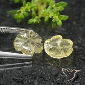 Gemas de Cuarzo Amarillo crema pálido natural de 6.13 ct, Corte Flor, Transparente