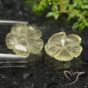 Gemas de Cuarzo Amarillo medio natural de 5.58 ct, Corte Flor, Transparente
