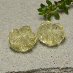 Gemas de Cuarzo Amarillo medio natural de 7.61 ct, Corte Flor, Transparente