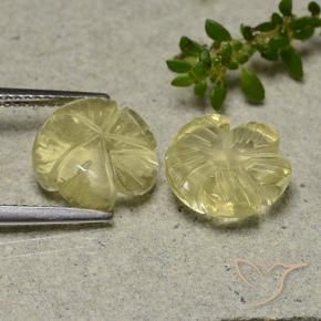 Gemas de Cuarzo Amarillo medio natural de 7.61 ct, Corte Flor, Transparente