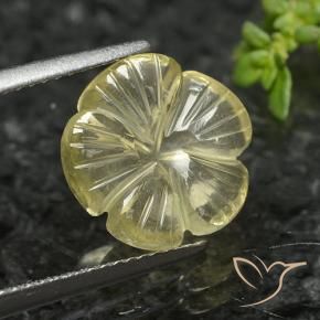 Cuarzo Amarillo medio natural de 4.12 ct, Corte Flor, Transparente