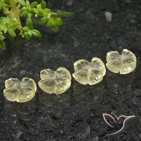Gemas de Cuarzo Amarillo medio natural de 4.78 ct, Corte Flor, Transparente