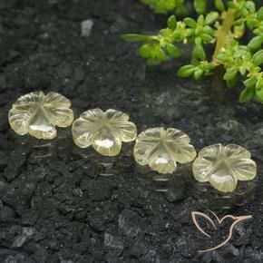 Gemas de Cuarzo Amarillo medio natural de 4.51 ct, Corte Flor, Transparente