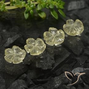 Gemas de Cuarzo Amarillo crema pálido natural de 5.06 ct, Corte Flor, Transparente