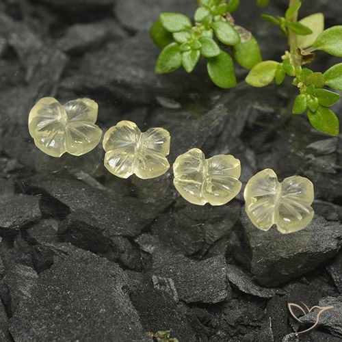 Gemas de Cuarzo Amarillo pálido natural de 2.59 ct, Corte Flor, Transparente