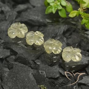 Gemas de Cuarzo Amarillo pálido natural de 2.59 ct, Corte Flor, Transparente
