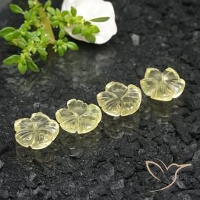 Gemas de Cuarzo Amarillo crema pálido natural de 6.95 ct, Corte Flor, Transparente