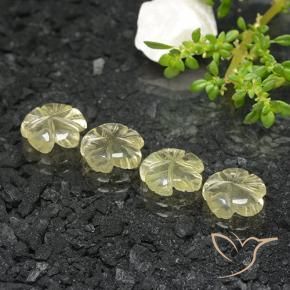 Gemas de Cuarzo Amarillo crema pálido natural de 6.95 ct, Corte Flor, Transparente