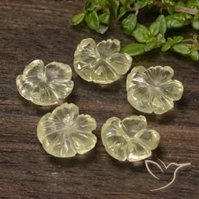 Gemas de Cuarzo Amarillo crema pálido natural de 5.70 ct, Corte Flor, Transparente