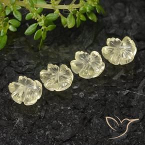 Gemas de Cuarzo Amarillo claro medio natural de 3.66 ct, Corte Flor, Transparente