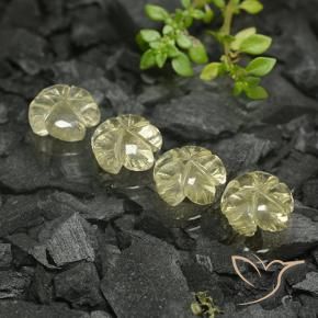 Gemas de Cuarzo Amarillo crema pálido natural de 10.51 ct, Corte Flor, Transparente