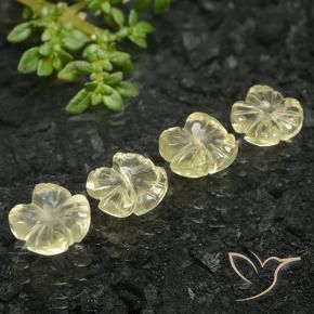 Gemas de Cuarzo Amarillo claro medio natural de 5.24 ct, Corte Flor, Transparente