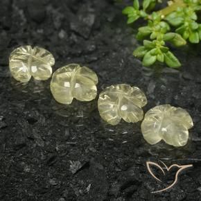 Gemas de Cuarzo Amarillo claro medio natural de 5.24 ct, Corte Flor, Transparente