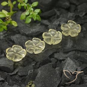 Gemas de Cuarzo Amarillo crema pálido natural de 4.96 ct, Corte Flor, Transparente