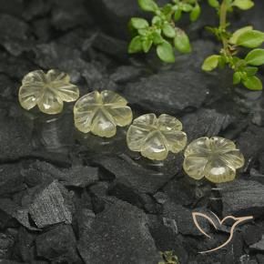 Gemas de Cuarzo Amarillo crema pálido natural de 4.96 ct, Corte Flor, Transparente