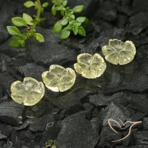 Gemas de Cuarzo Amarillo crema pálido natural de 7.85 ct, Corte Flor, Transparente