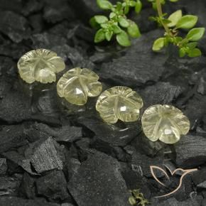Gemas de Cuarzo Amarillo crema pálido natural de 7.85 ct, Corte Flor, Transparente