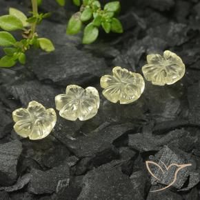 Gemas de Cuarzo Amarillo medio natural de 4.37 ct, Corte Flor, Transparente