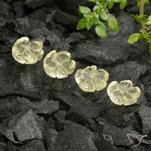 Gemas de Cuarzo Amarillo medio natural de 4.19 ct, Corte Flor, Transparente