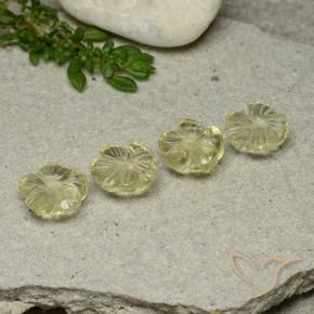 Gemas de Cuarzo Amarillo crema pálido natural de 9.06 ct, Corte Flor, Transparente