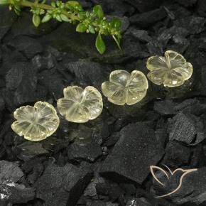 Gemas de Cuarzo Amarillo medio natural de 8.95 ct, Corte Flor, Transparente