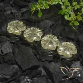 Gemas de Cuarzo Amarillo medio natural de 8.95 ct, Corte Flor, Transparente