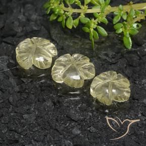 Gemas de Cuarzo Amarillo verdoso natural de 7.35 ct, Corte Flor, Transparente