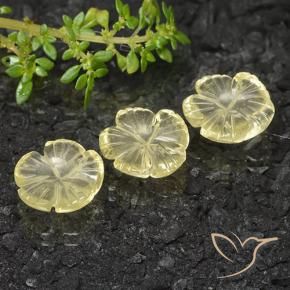 Gemas de Cuarzo Amarillo claro medio natural de 10.19 ct, Corte Flor, Transparente