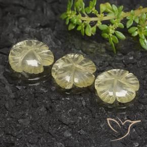 Gemas de Cuarzo Amarillo claro medio natural de 10.19 ct, Corte Flor, Transparente