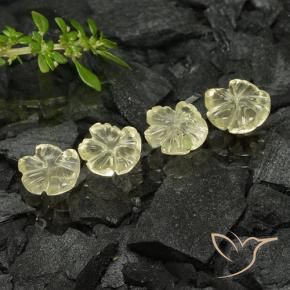Gemas de Cuarzo Amarillo pálido natural de 4.30 ct, Corte Flor, Transparente