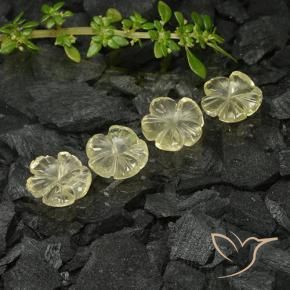 Gemas de Cuarzo Amarillo crema pálido natural de 5.43 ct, Corte Flor, Transparente