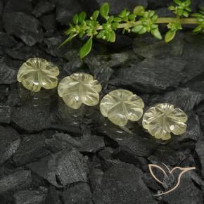 Gemas de Cuarzo Amarillo crema pálido natural de 5.43 ct, Corte Flor, Transparente