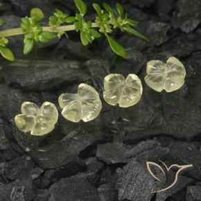 Gemas de Cuarzo Amarillo pálido natural de 3.36 ct, Corte Flor, Transparente