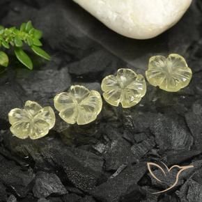 Gemas de Cuarzo Amarillo claro natural de 5.12 ct, Corte Flor, Transparente