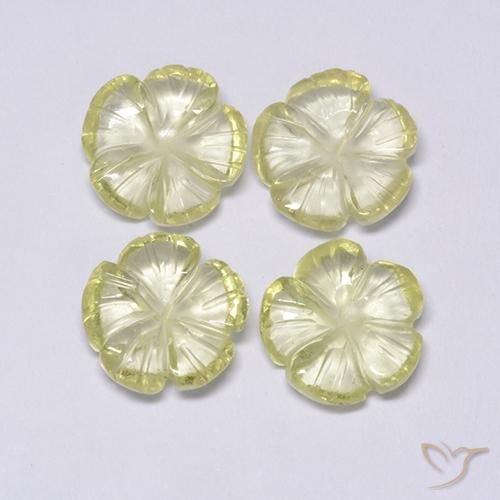 Gemas de Cuarzo Amarillo laguna natural de 7.69 ct, Corte Flor, Transparente