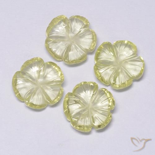 Gemas de Cuarzo Amarillo laguna natural de 7.69 ct, Corte Flor, Transparente