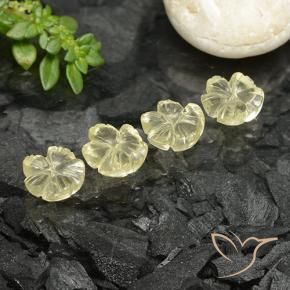 Gemas de Cuarzo Amarillo crema pálido natural de 5.11 ct, Corte Flor, Transparente