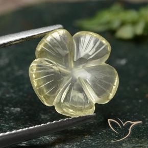 Cuarzo Amarillo medio natural de 3.59 ct, Corte Flor, Transparente